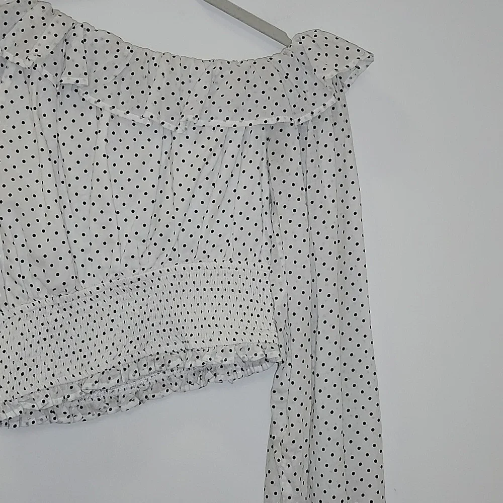 Revolve Majorelle Tate Smocked Long Sleeve Polkadotz Puff Sleeve CottageTop Sz S - Picture 13 of 16
